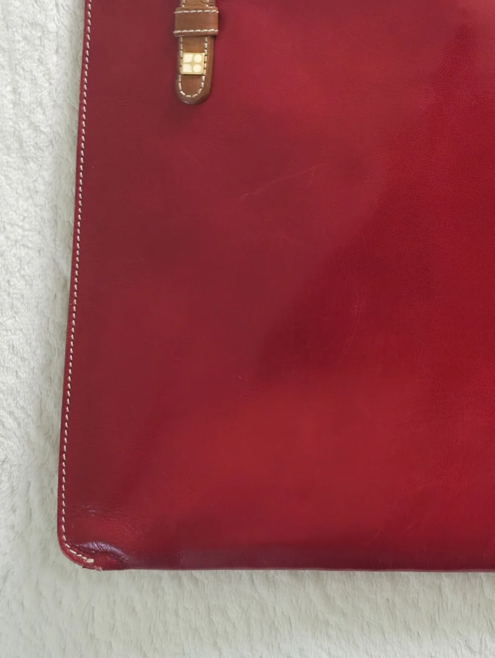 Vintage!!! Kate Spade ✨️ Red Leather Tote Bag with Tan Straps